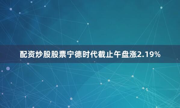 配资炒股股票宁德时代截止午盘涨2.19%